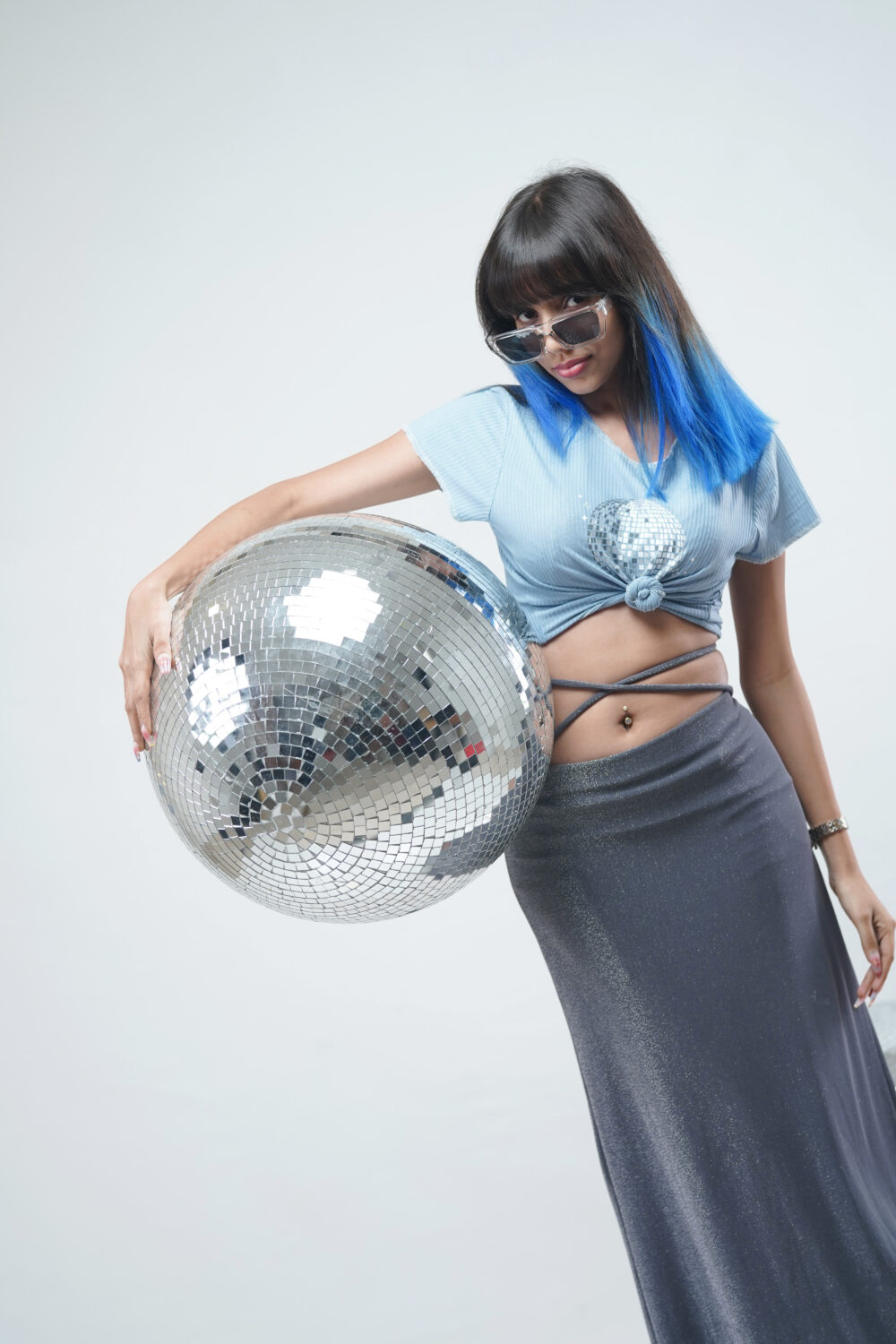 DISCO BALL CHEST PRINT T SHIRT