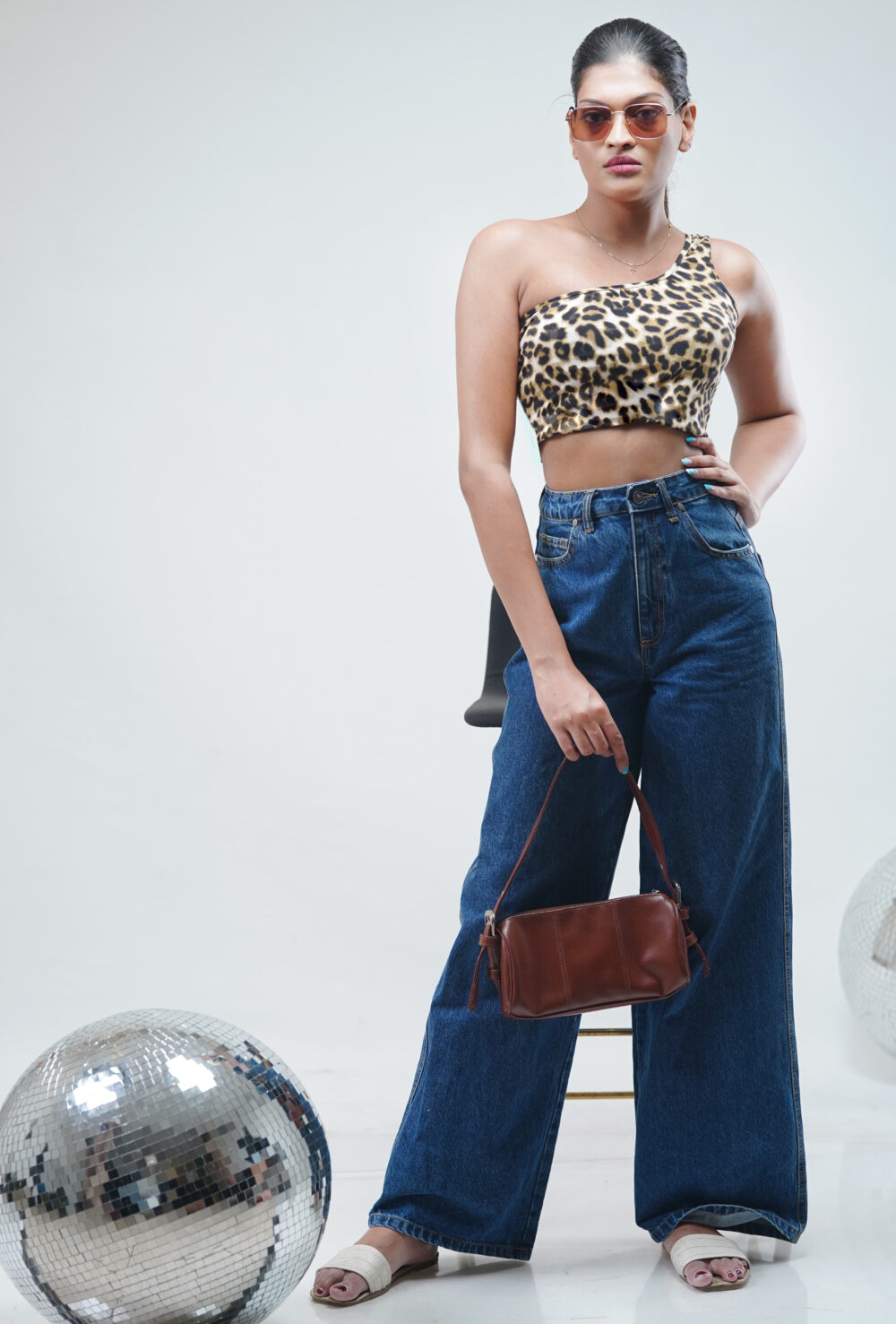 LEPORD PRINT ONE SHOULDER TOP - Image 2