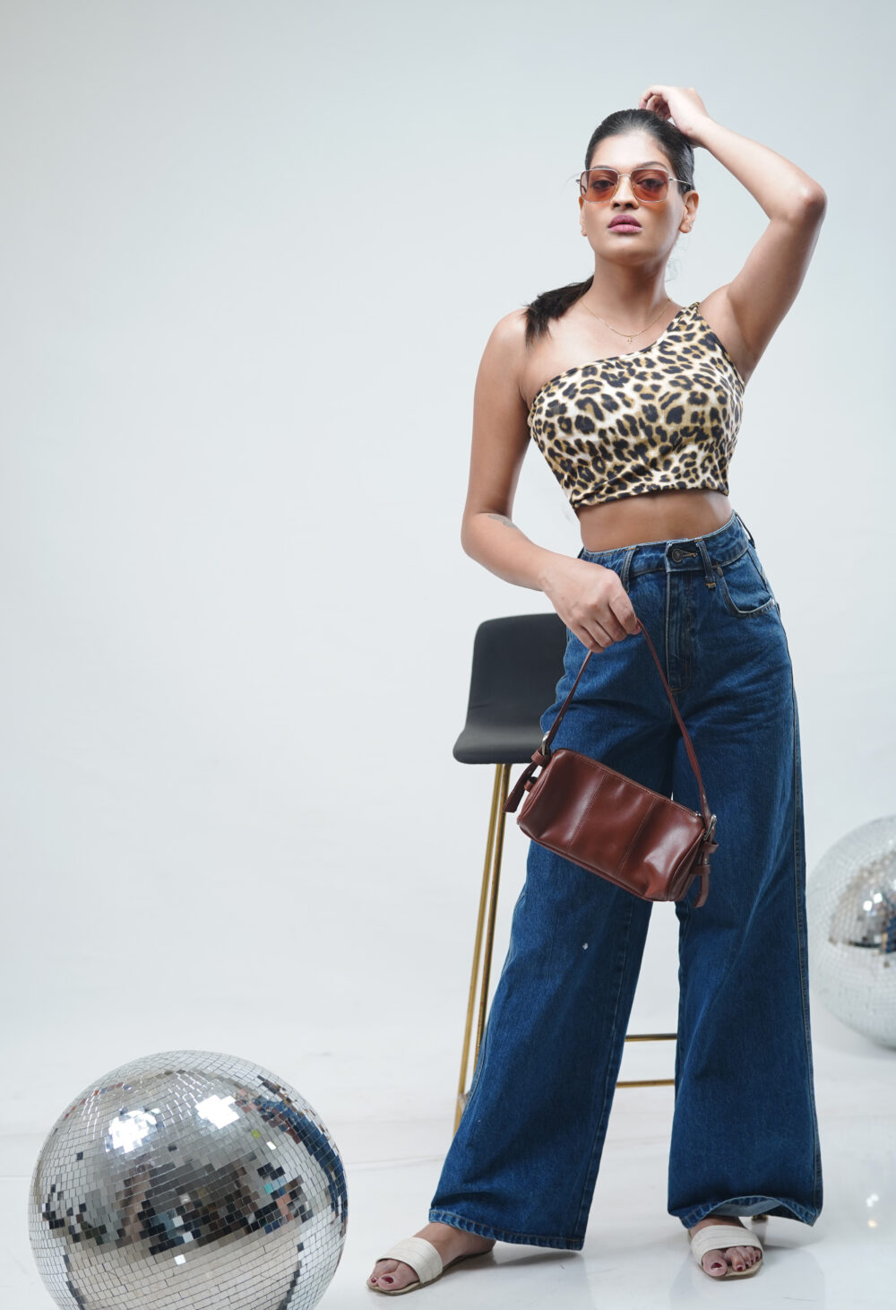 LEPORD PRINT ONE SHOULDER TOP