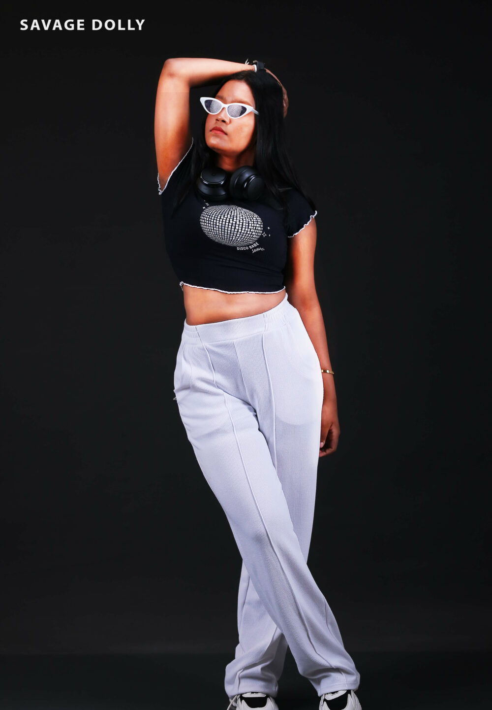 DISCO BALL CHEST PRINT T-SHIRT