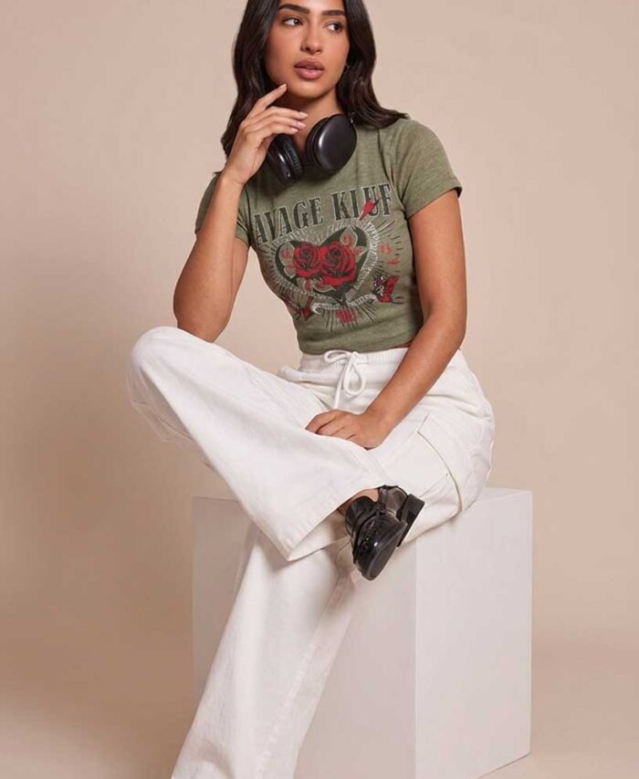 CREW NECK PRINTED WOFFLE T SHIRT