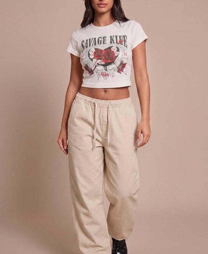 CREW NECK PRINTED WOFFLE T-SHIRT