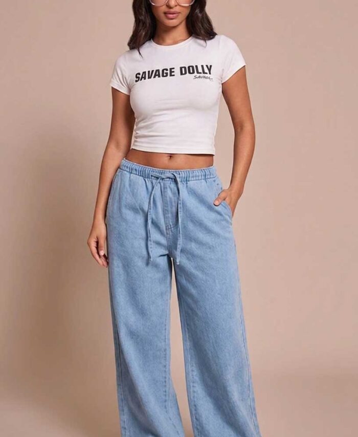 CREW NECK SAVAGE DOLLY T SHIRT