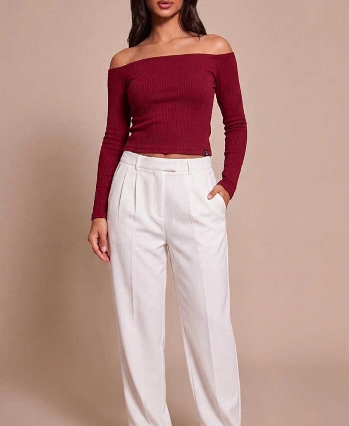 DROP SHOULDER LONG SLEEVE RIB TOP