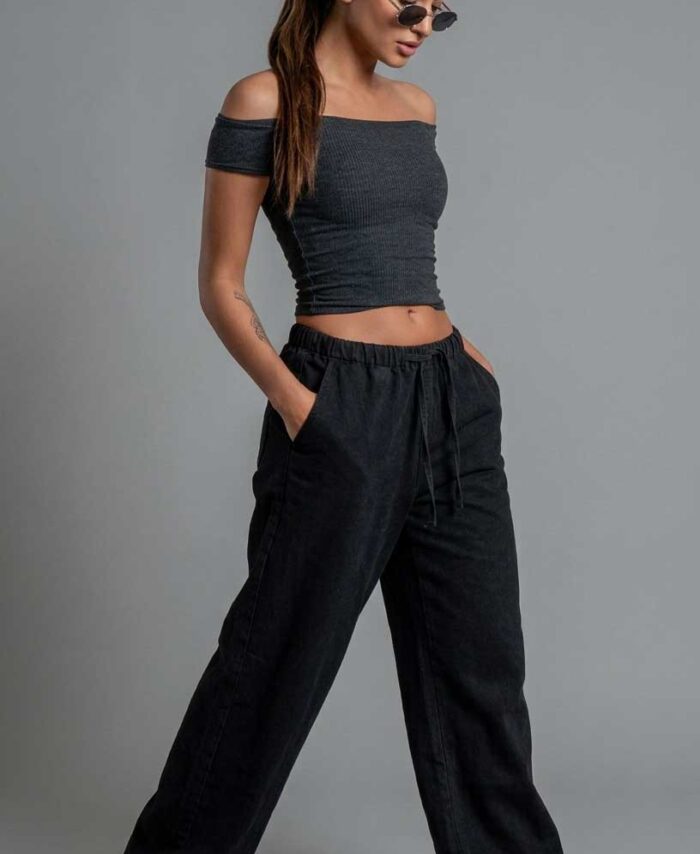 DROP SHOULDER  SHORT SLEEVE RIB TOP