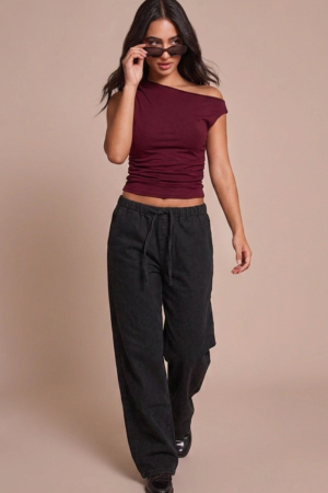 DROP SHOLDER JERSY TOP