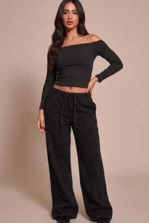 LONG SLEEVE DROP SHOULDER RIB TOP