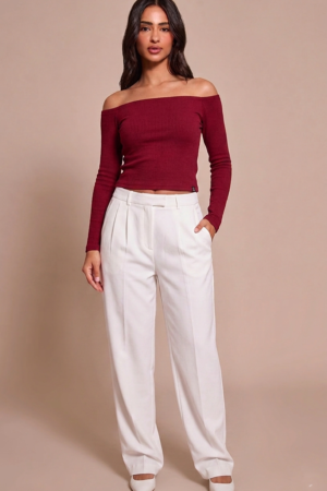 LONG SLEEVE DROP SHOULDER RIB TOP