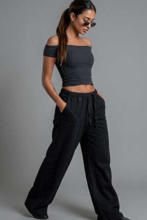 DROP SHOULDER SHORT SLEEVE RIB TOP