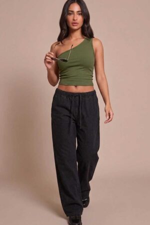 ONE SHOULDER RIB TOP