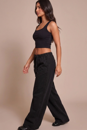 SQARE NECK RIB CROP SKINNY